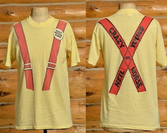 1978 Neil Young Rust Never Sleeps Yellow Cotton Hippie Rock American Legend T Shirt