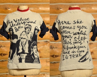 1970s Velvet Underground & Nico Handmade Early Punk Knit Sweater