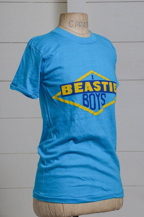 1980s Beastie Boys Bootleg Hip Hop Blue Cotton T … - image 2