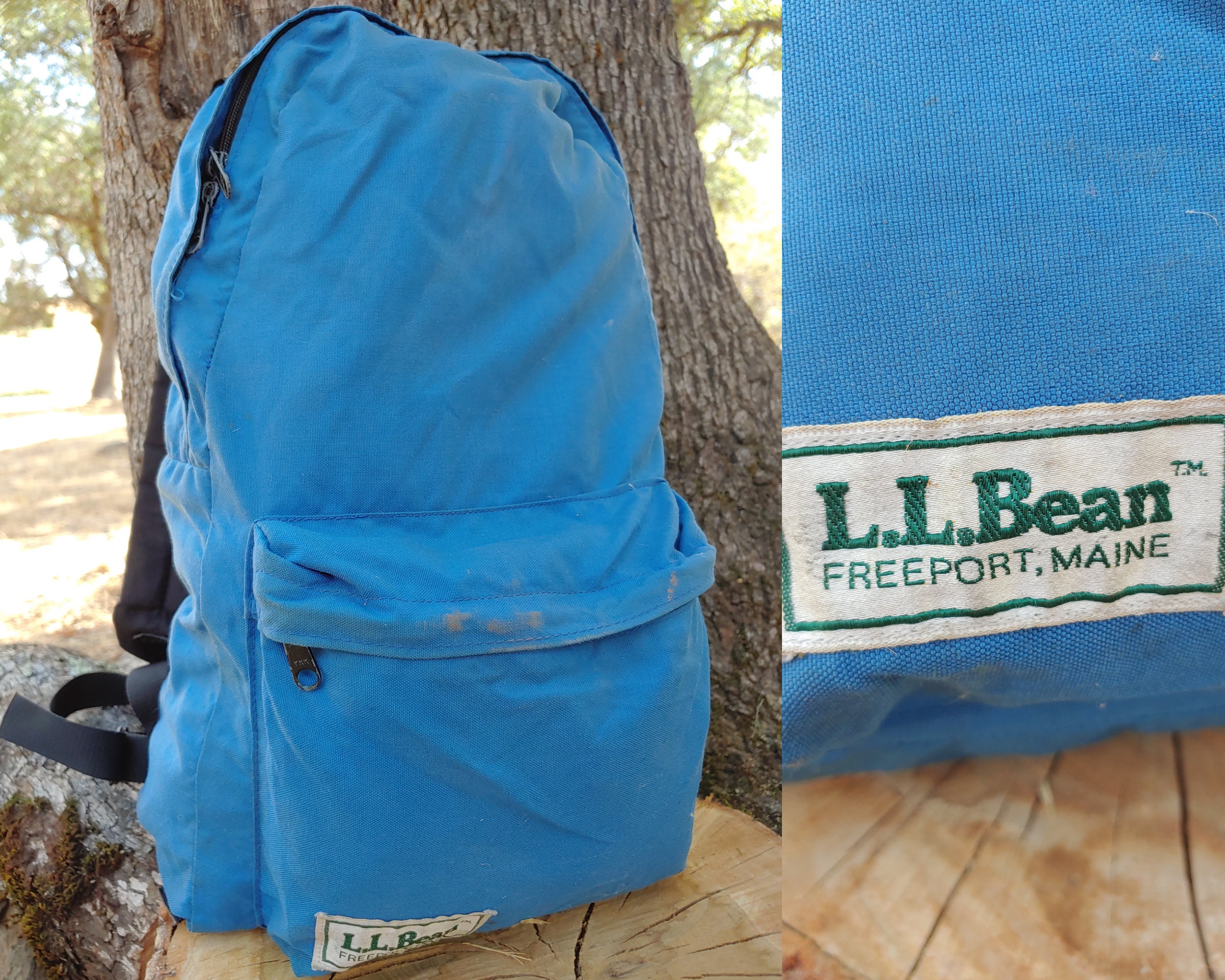 Vintage LL Bean School Backpack Bag Case College Blue 90s 00s Maine