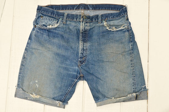 1960s Levis Big E 505 Cut Off Shorts Distressed In
