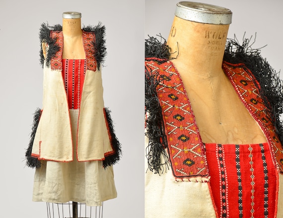 アンティーク バルカン民族衣装とベストセット 重厚な刺繍が施された  