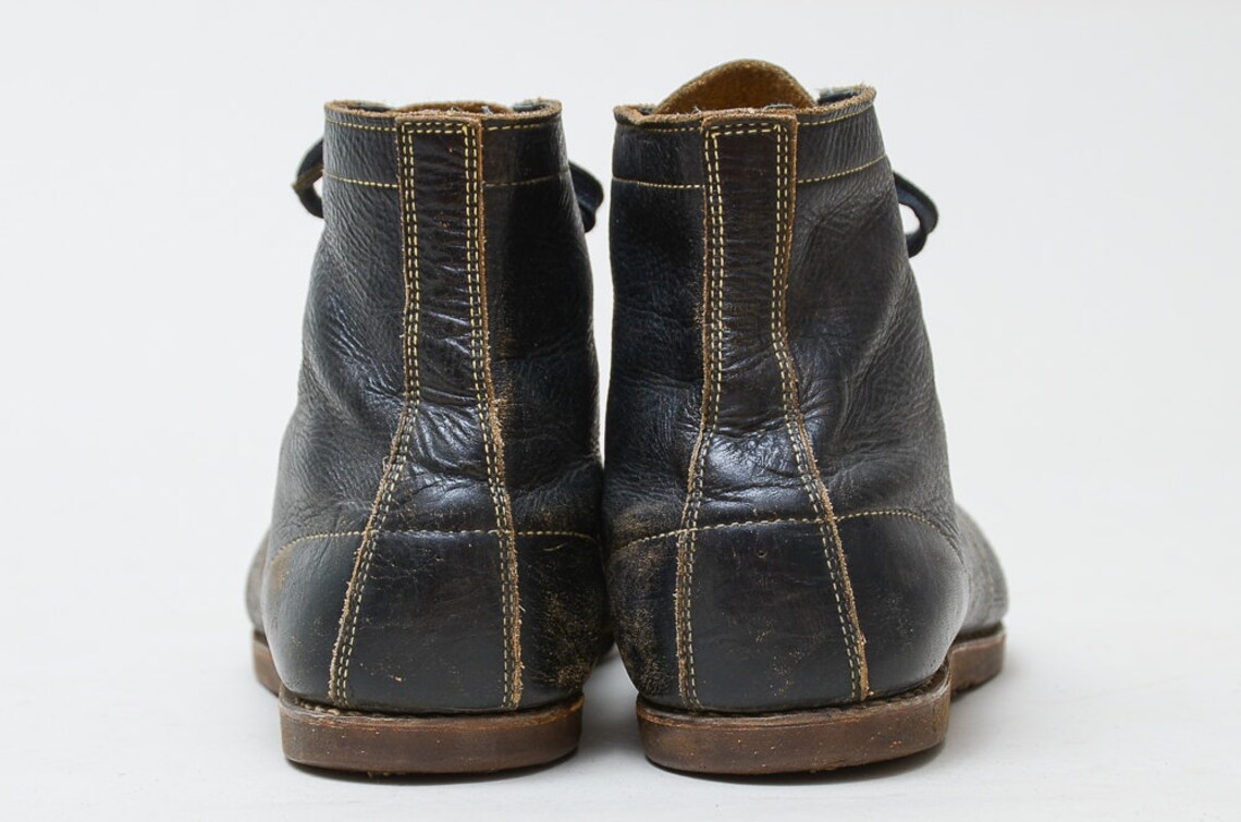 1930s Leather Boxing Boots Blue Leather Lace Up Boxer Athletic Etsy