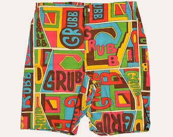 1960s Deadstock Robert Bruce Grubb Surf Shorts Pop Art Print All Over Print Hippie Shorts W 30