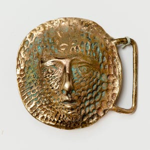 1970s Mythical Brass Buckle &#39;Paradise Lost&#39; Original Head Shop Belt Buckle