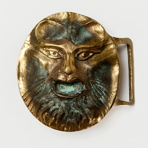 1970s Mythical Brass Buckle &#39;The Demon&#39; Original Head Shop Belt Buckle