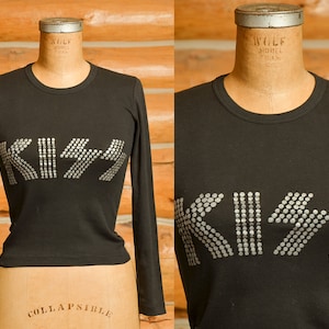 1970s KISS Long Sleeve Black Cotton Rock n Roll T Shirt