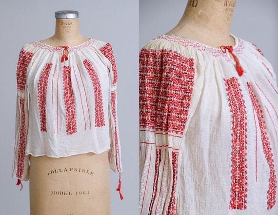 1920s Silk Romanian Hand Embroidered Folk Peasant