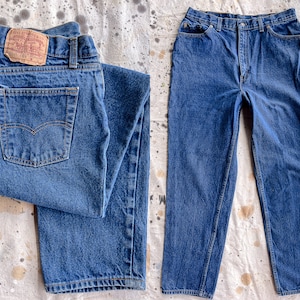 Vintage Levis 29505 High Waisted Dark Denim Blue Jeans 36 x 32