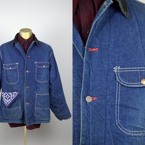1960s Big Mac Barn Coat Sanforized Blanket Lined Union Made Chore Barn Dark Denim Jacket