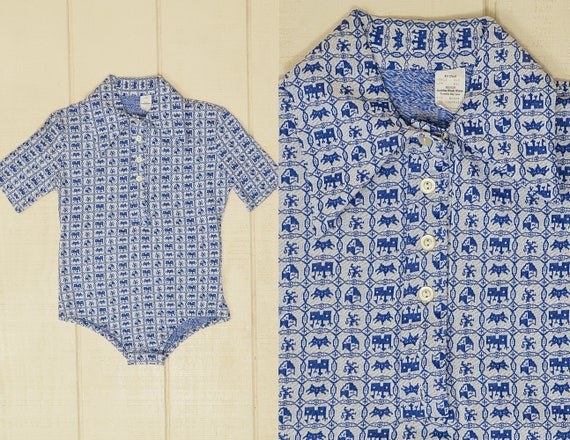 1970s Bodysuit Medieval Novelty Print Deadstock Bo