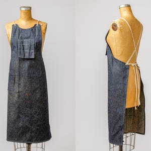 Vintage Denim Apron, 1940s Apron, Blue Apron, Vintage