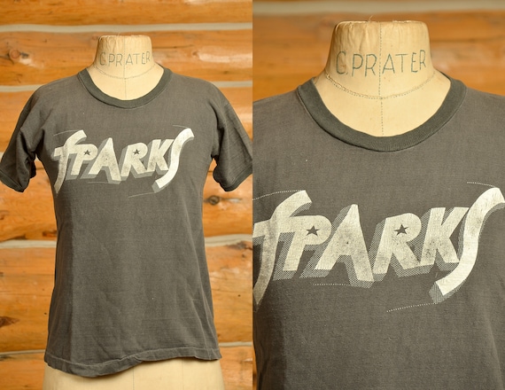 1970s Sparks T Shirt Black Cotton T Shirt - image 1