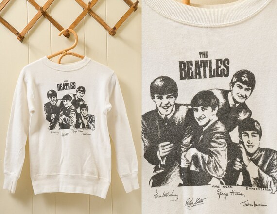 60s BEATLES Sweatshirt White Cotton Promo British
