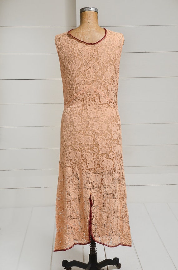 1920s Peach Lace Dress Sherbet Pastel Fitted Even… - image 4