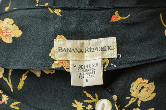 90s Banana Republic Black Floral Button Down Rayo… - image 6