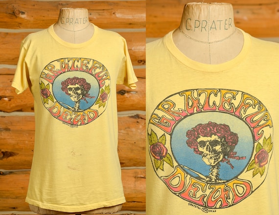 1970s Grateful Dead Bertha Yellow Cotton Hippie T… - image 1