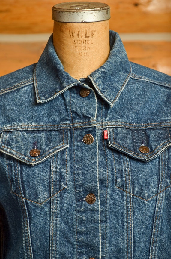 Vintage Levis Jean Jacket Dark Denim Ranch Hand T… - image 2