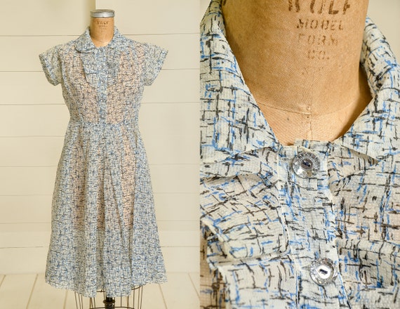 1950s Sheer Novelty Print Organza Day Dress - JM