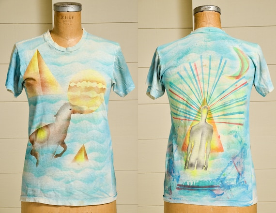 1970s Hippie Airbrush Hand Blocked Horse & All See