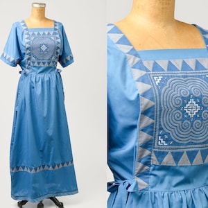 Vintage Hippie Quilt Dress Handmade Patchwork Style Folk Dress