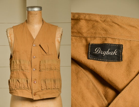 1940s Hunting Vest Drybak Cotton Canvas American F