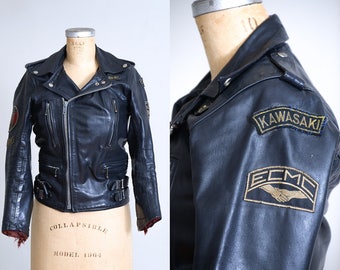 1970s Motorcycle Jacket ECMC European Motorcycle Leather Fetish Club Black Speedman Leather Daddy Biker Jacket