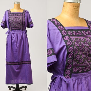 Vintage Hippie Quilt Dress Handmade Patchwork Style Folk Dress