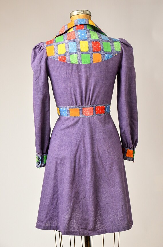 1970s Patchwork Cotton Lace Mexican Festival Dress | MEDIUM
