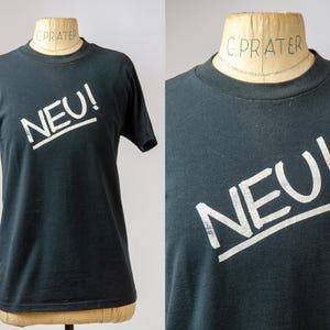 90s NEU! German Krautrock Post Kraftwerk Black Cotton T Shirt