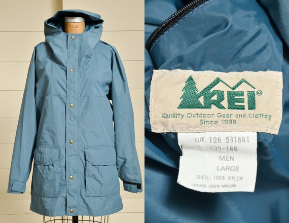 1980s REI Parka Royal Blue Anorak Hooded Mountain