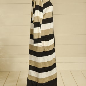 1980s Modern Stripe Dress Button Down V Neck Avant Garde Long Sleeve Midi Dress image 2