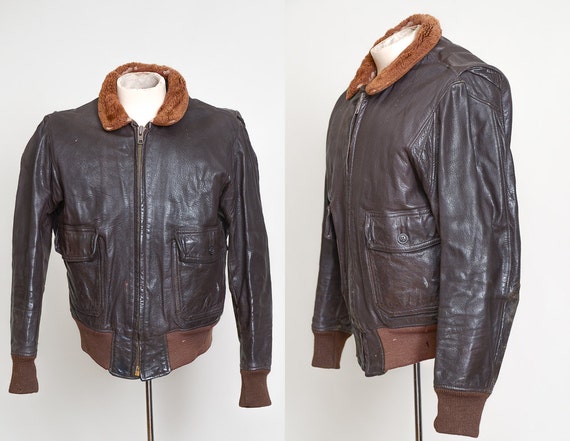 1968 G-1 Flight Jacket Brown Leather Bomber Jacket