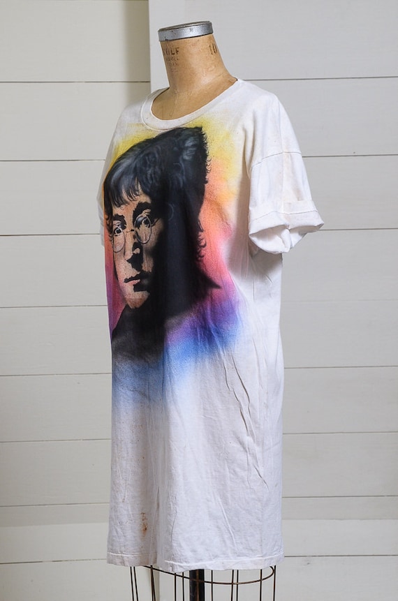 1980s John Lennon Airbrush Oversized T Shirt Dress - image 2