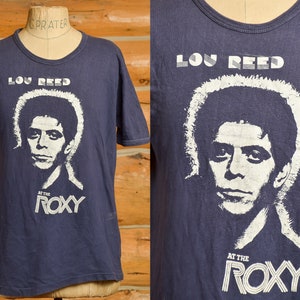 1970s Lou Reed Live at the Roxy Blue Cotton T Shirt