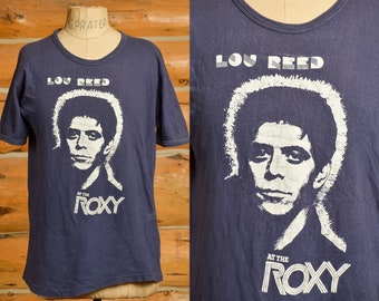 1970s Lou Reed Live at the Roxy Blue Cotton T Shirt