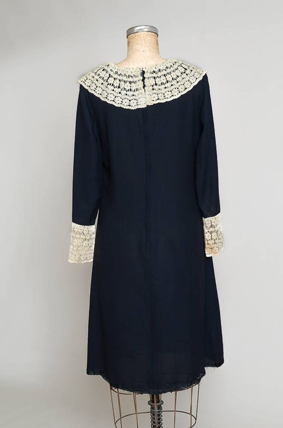 1960s Wednesday Adams Crochet Collar Black Rayon … - image 4