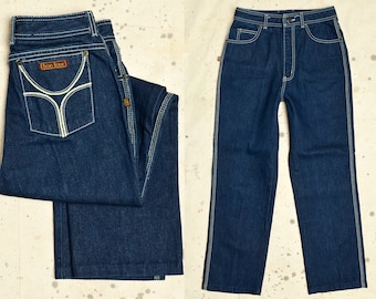 1980s Bon Jour Glam Jeans Dark Denim High Waisted Jeans 26 x 27