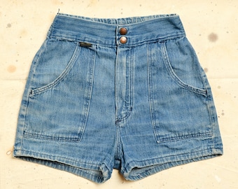 1970s Disco Shorts High Waisted Wrangler Denim Shorts W 24