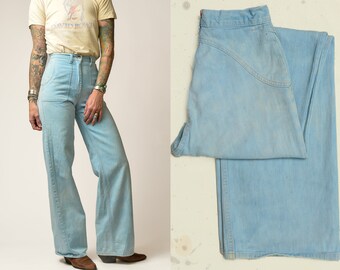 1970s Bell Bottoms High Waisted Wide Leg Jeans 23 x 32