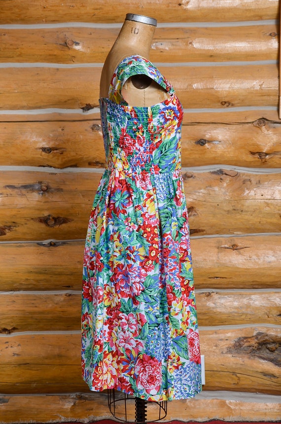 1980s Romantic Floral Day Dress Made in San Frans… - image 2