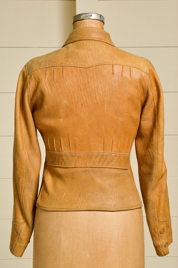1930s Thurlows Leather Jacket Grommet Zipper Pleated … Gem