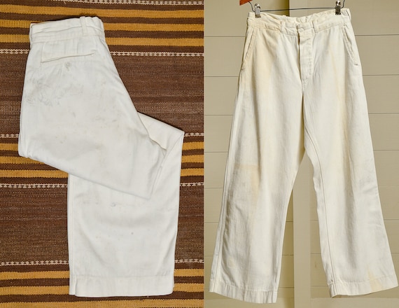 1940s Cotton Sailor Pants US Navy WWll White Cotto
