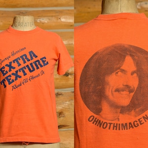 1975 George Harrison Extra Texture Album Front and Back Print Orange Cotton T Shirt