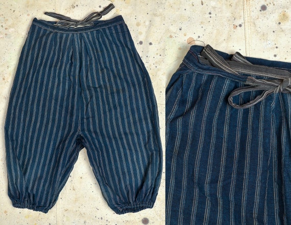 1920s Japanese Indigo Stripe Monpe Wrap Around Work Pants - Etsy