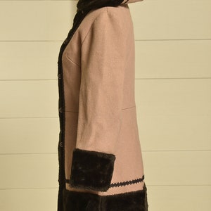 70s Princess Coat Faux Fur with Wool Button Down Hooded Pea Coat image 3