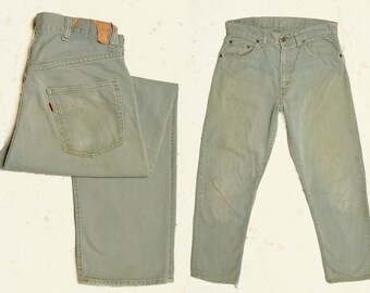 1960s Levis Big E 911B Grey Pique Corduroy Cotton Tapered Mod Jeans 29 x 26