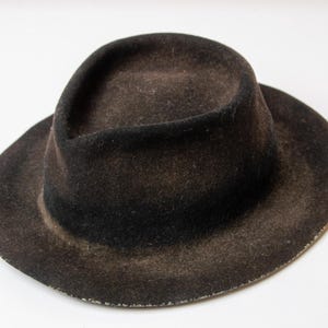 Vintage Sun Faded Western Hat Distressed Wool Black Short Brim Hat