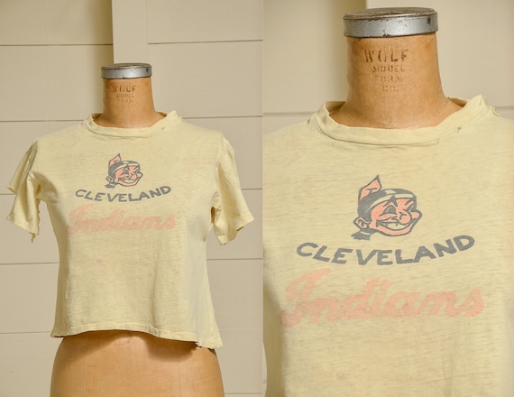 1950s Cleveland Indians Distressed Cotton Baseball