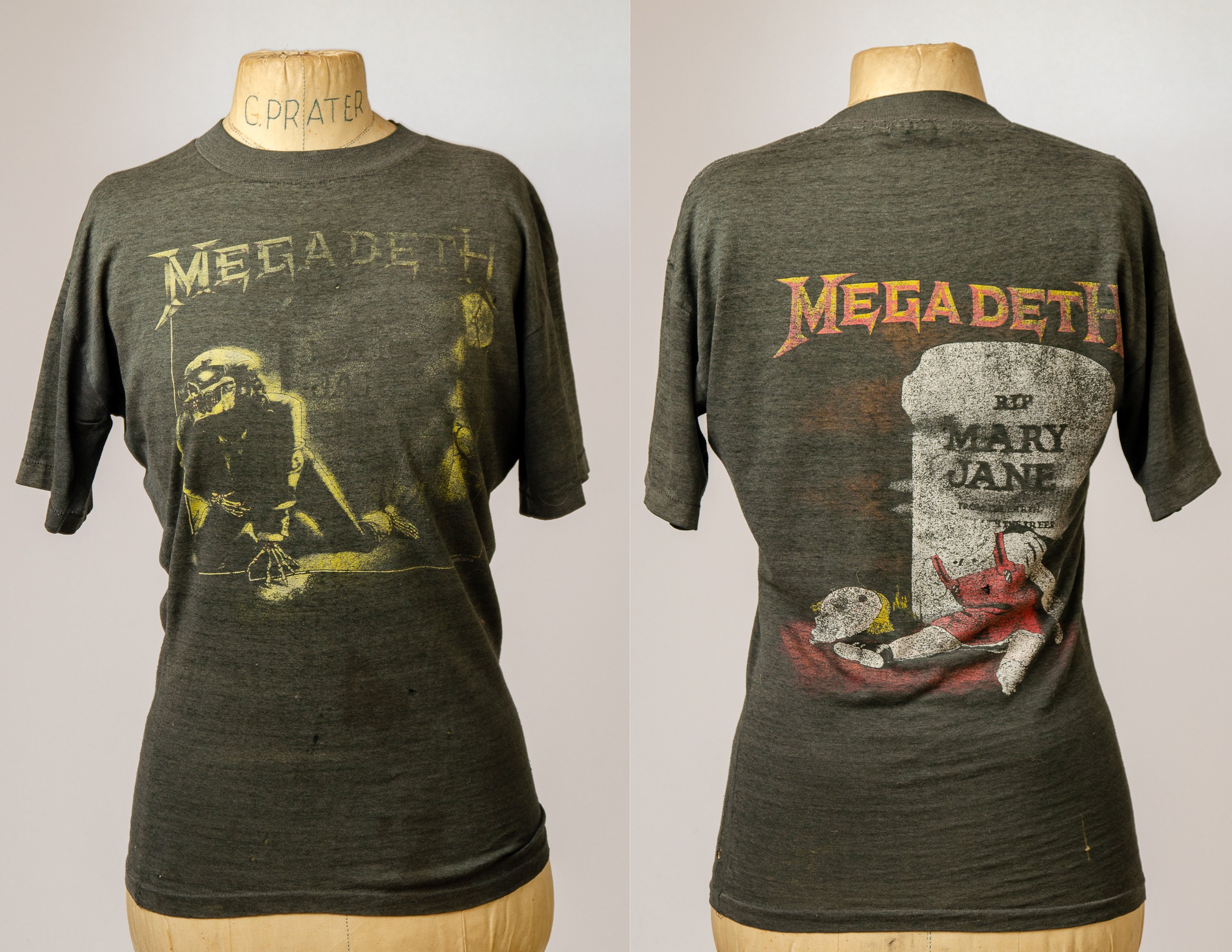 1980s Megadeth RIP Mary Jane Front and Back Print Thrash 1980s Megadeth RIP Mary Jane Front and Back Print Thrash